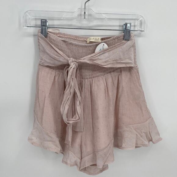 Illa Illa Pink Shorts Mermaid Paperbag Style Tie Waist Elastic Ruffle Small - Picture 2 of 9